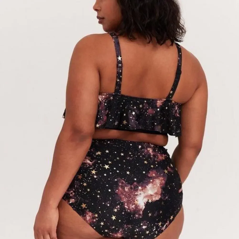 Torrid Star Celestial Wireless V Flounce Bikini Top Plus Size 6 6X